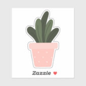 Grüne Hauspflanze in rosa Topf, transparenter Aufk Aufkleber (Blatt)