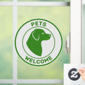 Grüne Haustiere willkommen mit Niedlicher Hunde-Ko Fensteraufkleber (Zuhause)