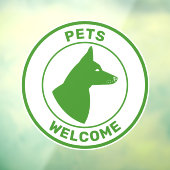 Grüne Haustiere willkommen und Hund mit eingeklebt Fensteraufkleber (Blatt 3)