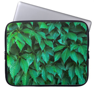 grüne Hecke Hintergrund Parthenocissus Muster Text Laptopschutzhülle