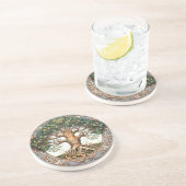 Grüne Heide Bäume des Lebens Sandstein Untersetzer (Seite)