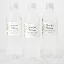 Grüne Heißluftballon Babyduschflaschen Etiketten