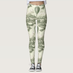 Grüne Heißluftballon-Toile aus der ländlichen Gege Leggings
