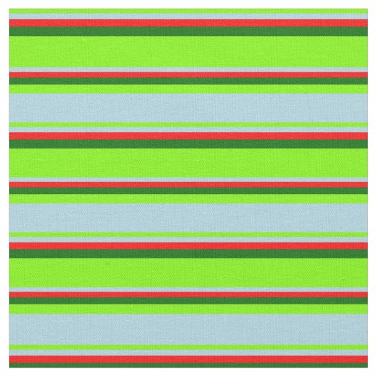 Grüne, hellblaue, rote und dunkelgrüne Streifen Stoff (Nahaufnahme)