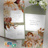 Grüne Herbstdekoration, Hochzeit im Herbst All In One Einladung