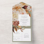 Grüne Herbstdekoration, Hochzeit im Herbst All In One Einladung (Innen Boden)