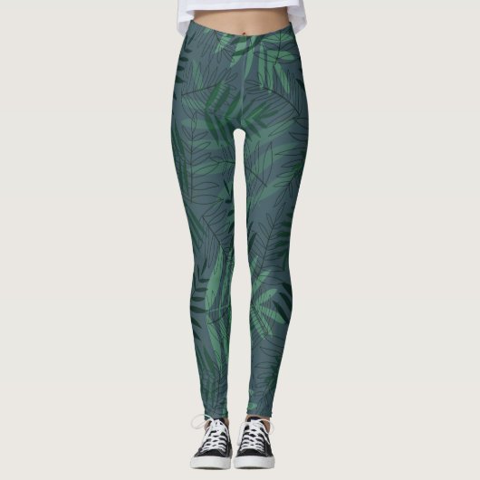 Grüne Herbstlaube Leggings (Vorderseite)