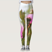 Grüne herrliche Blume blühende Leggings (Vorderseite)