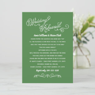Grüne Herzblüten-Hochzeitsprobe Einladung