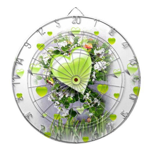 Grüne Herzen der Liebe_ Dartscheibe (vorne)