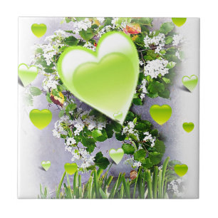 Grüne Herzen der Liebe_ Fliese