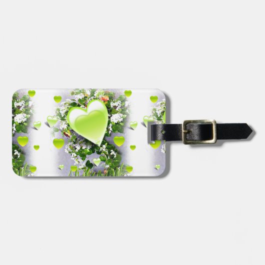 Grüne Herzen der Liebe_ Gepäckanhänger (Vorderseite horizontal)