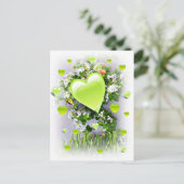 Grüne Herzen der Liebe_ Postkarte (Stehend Vorderseite)