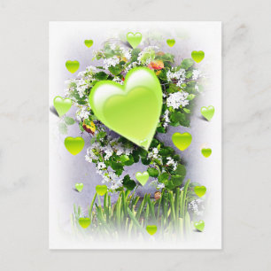 Grüne Herzen der Liebe_ Postkarte