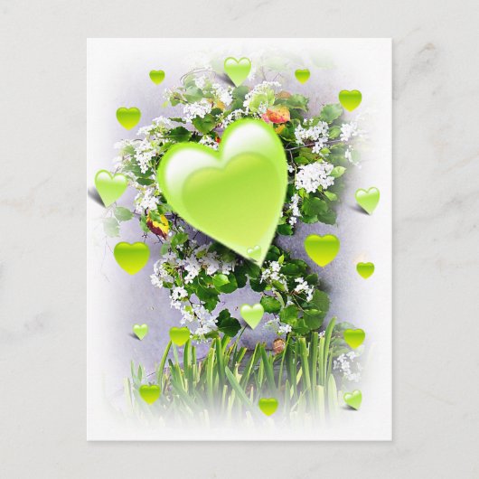 Grüne Herzen der Liebe_ Postkarte (Vorderseite)