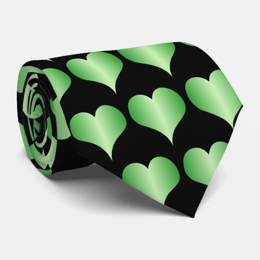 Grüne Herzen Design Krawatte (Gerollt)