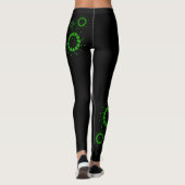 Grüne Herzen kreisen Design auf schwarz Leggings (Rückseite)