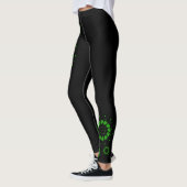 Grüne Herzen kreisen Design auf schwarz Leggings (Links)