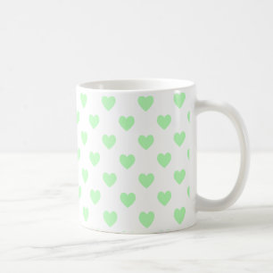 Grüne Herzen mit Tupfenmuster Kaffeetasse