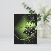 grüne Herzen Postkarte (Stehend Vorderseite)