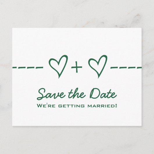 Grüne Herzgleichung Save the Date Postkarte (Vorderseite)