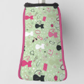 Grüne Herzkatzen aus der Mitte des Jahrhunderts Golf Headcover (Rotieren 90)