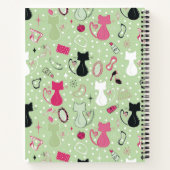 Grüne Herzkatzen aus der Mitte des Jahrhunderts Notizblock (Rückseite)