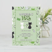 Grüne Herzkatzen des Mittelalters Einladung zum Ge (Stehend Vorderseite)