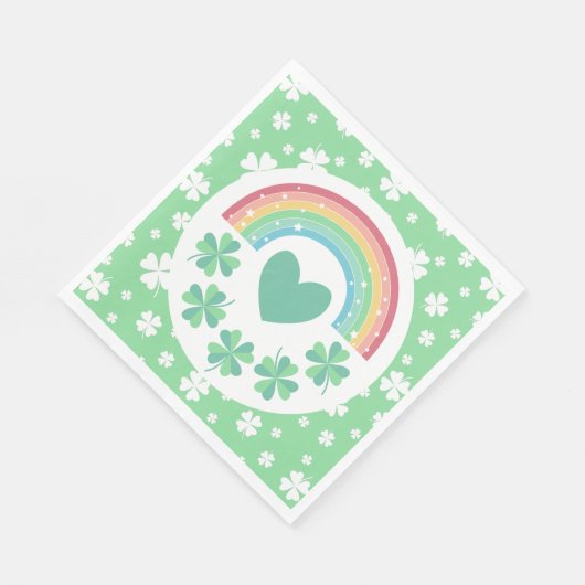 Grüne Herzklappen und Regenbogen Lucky One Serviette (Ecke)