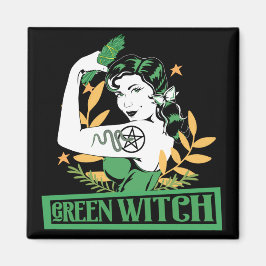 Grüne Hexe Hübsches Button oben Tattooische Muskel Magnet