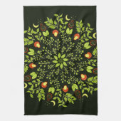 Grüne Hexe Mandala - Tränke und Pilze Geschirrtuch (Vertikal)