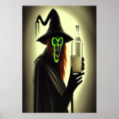 Grüne Hexe mit Milchflasche | AI Art Poster (Vorne)