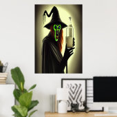Grüne Hexe mit Milchflasche | AI Art Poster (Heimbüro)