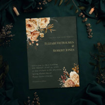 Grüne Hexen-Beige-Blumen-Hochzeitseinladung