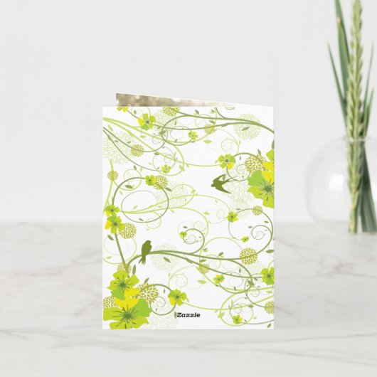 Grüne Hibisken Wirbel & Schwedische Blumenhochzeit Dankeskarte (Rückseite)