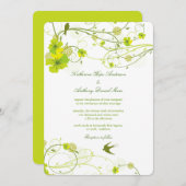 Grüne Hibisken Wirbel & Schwedische Blumenhochzeit Einladung (Vorne/Hinten)