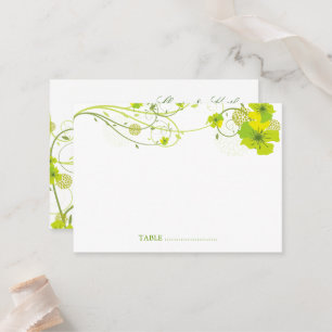 Grüne Hibisken Wirbel & Schwedische Blumenhochzeit Platzkarte