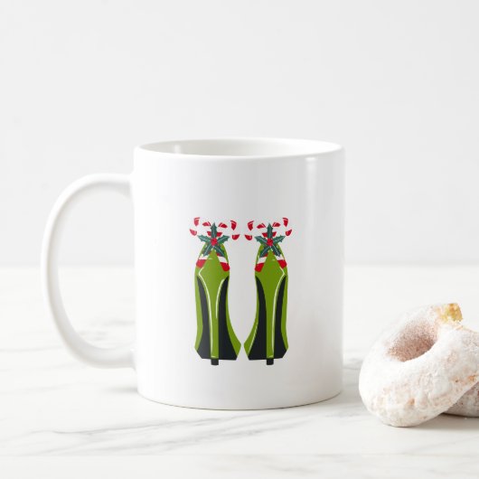 Grüne High Heels mit Candy Canes Kaffeetasse (Mit Donut)