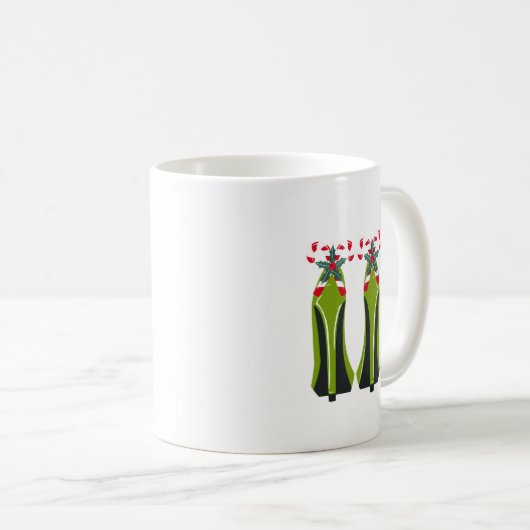 Grüne High Heels mit Candy Canes Kaffeetasse (VorderseiteRechts)