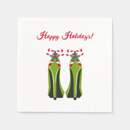 Grüne High Heels mit Candy Canes Serviette