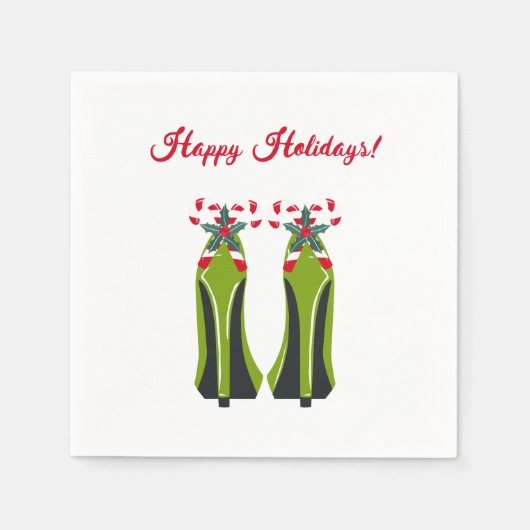 Grüne High Heels mit Candy Canes Serviette (Vorderseite)
