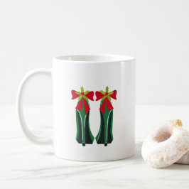 Grüne High Heels mit Weihnachtsbäumen Kaffeetasse