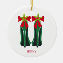 Grüne High Heels mit Weihnachtsbäumen