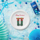 Grüne High Heels mit Weihnachtsbäumen Pappteller (Party)