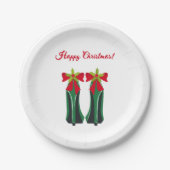 Grüne High Heels mit Weihnachtsbäumen Pappteller (Vorderseite)