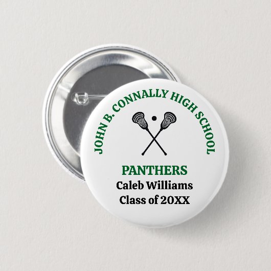 Grüne High School Lacrosse-Mannschaft individuell Button (Vorne & Hinten)