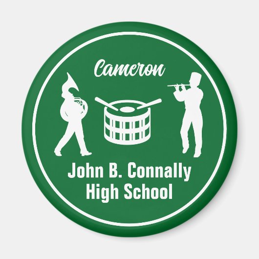 Grüne High School Marching Band Personalisiert Magnet (Vorne)