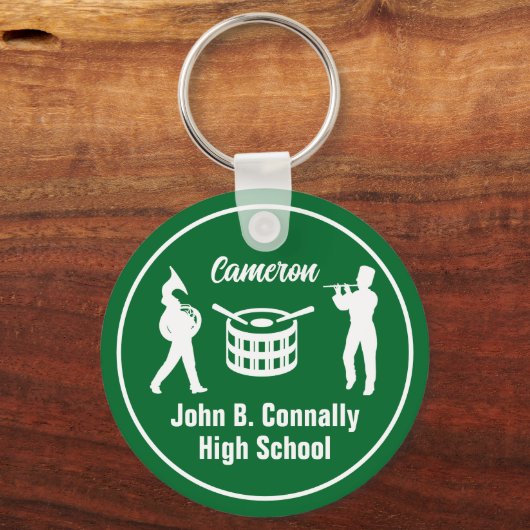 Grüne High School Marching Band Personalisiert Schlüsselanhänger (Vorderseite)