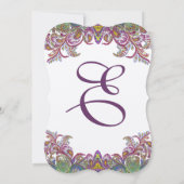 Grüne Himbeere Golden Yellow Blue Paisley Peacock Einladung (Rückseite)