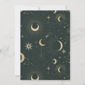 Grüne Himmelsmond-mystische Hochzeit Einladung (Rückseite)